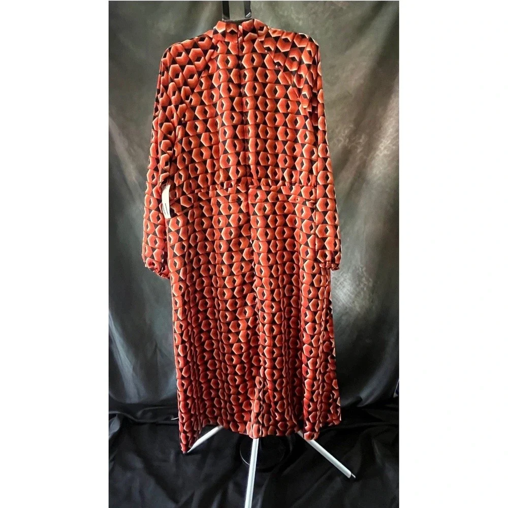 Worthington Women's Geometric Print Long Sleeve Maxi Dress Size 2X Orange - Picture 4 of 7